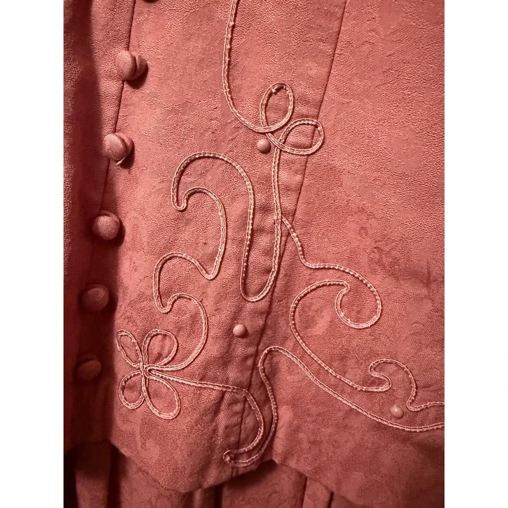 Miss Dorby Vintage Pink Jacquard Skirt Set Soutache Embroidery 8358‎ Size 8